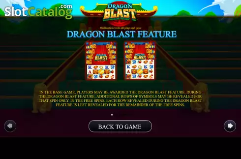 Dragon Blast feature screen. Dragon Blast (AGS) slot
