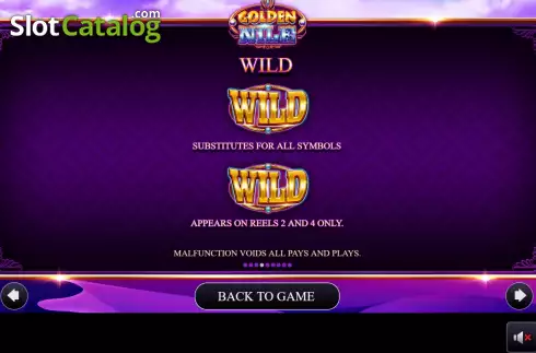 Game Features screen 4. Golden Nile slot