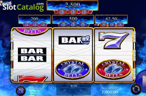 Game screen. 8x Crystal Bells slot