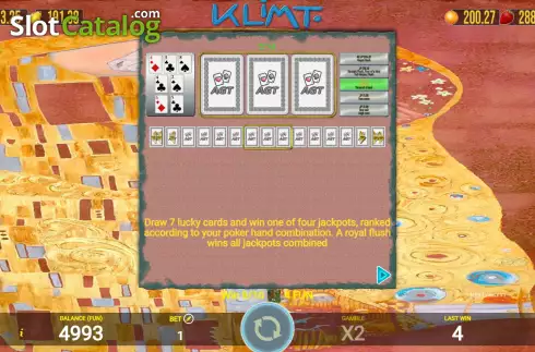 Game Features screen 3. Klimt slot