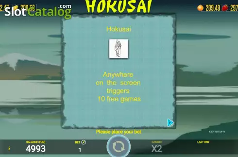 Game Features screen 2. Hokusai slot