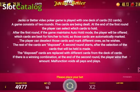 Bildschirm6. Jacks Or Better (AGT Software) slot