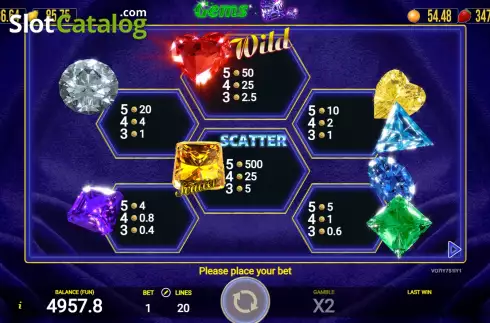画面6. Gems 20 カジノスロット