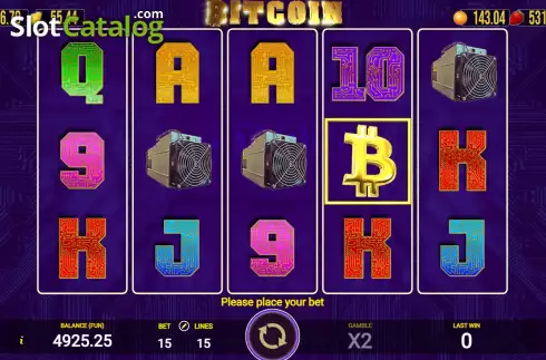 Game screen. Bitcoin slot