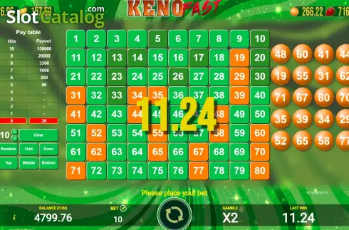 Bildschirm5. Keno Fast slot