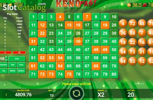 Bildschirm6. Keno Fast slot