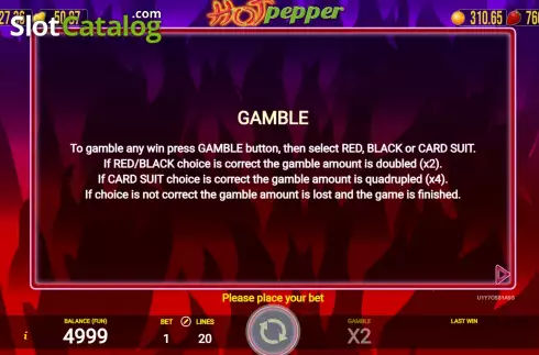 Game Rules screen. Hot Pepper (AGT Software) slot