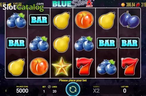 Game screen. Blue Star 6 Reels slot