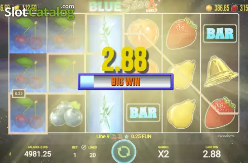 Win screen 2. Blue Star 6 Reels slot