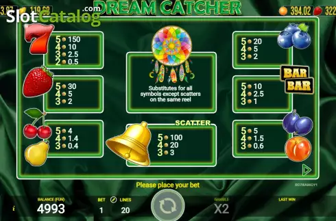 Écran6. Dream Catcher (AGT Software) Machine à sous