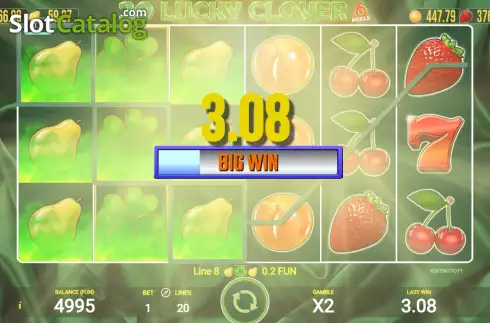 Big Win screen. 20 Lucky Clover slot