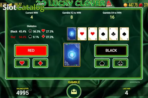 Risk Game screen. 20 Lucky Clover slot