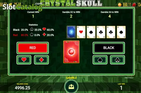 Risk Game screen. Crystal Skull (AGT Software) slot