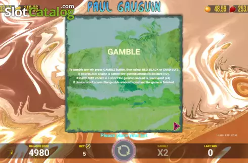 Gamble feature screen. Paul Gauguin slot