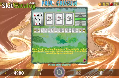 Jackpot Game screen. Paul Gauguin slot