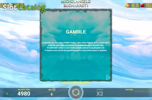 Gamble feature screen. Michelangelo Buonarroti slot