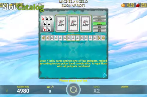 Jackpot Game screen. Michelangelo Buonarroti slot