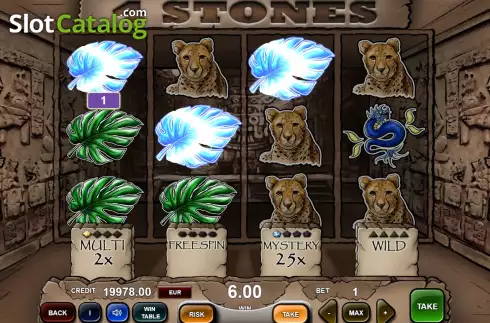 Win screen. 4 Stones slot