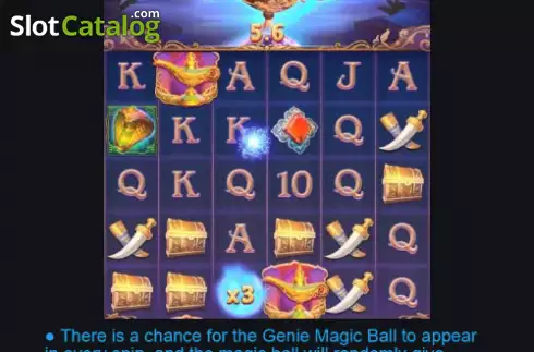 Genie Magic Ball screen. Genie Mystery slot