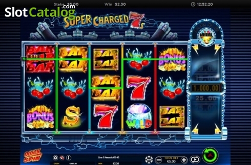 Win Screen. Super Charged 7s slot