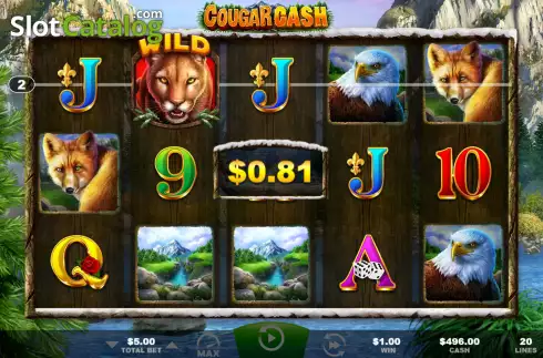 Win screen. Cougar Cash slot