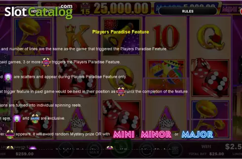 Players Paradise Feature screen. Vegas Fiesta Grand slot