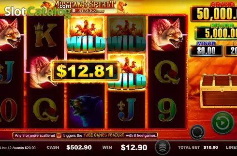 Win screen. Mustang Spirit Cash Stacks Gold slot