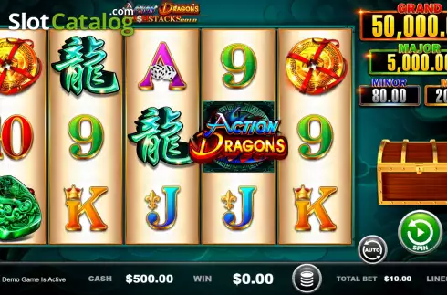 Reel screen. Action Dragons Cash Stacks Gold slot