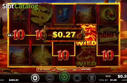 Win screen. Mustang Money Energized slot