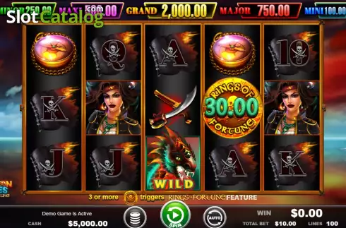 Game screen. Dragon Waves - Rings of Fortune slot