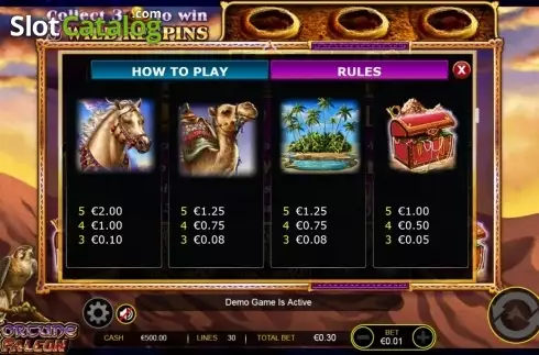 Paytable 2. Fortune falcon wild respins slot