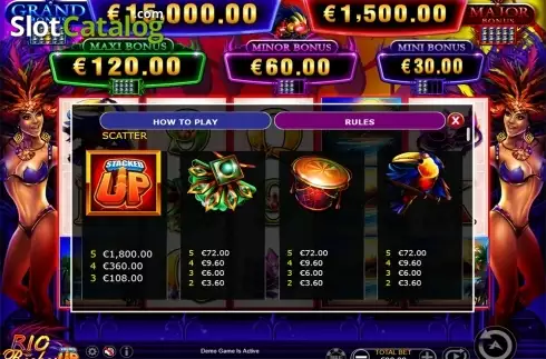 Paytable 1. Rio Riches - Stacked Up slot