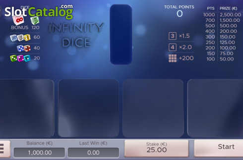 Bildschirm2. Infinity Dice slot
