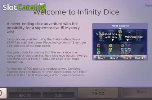 Info. Infinity Dice slot
