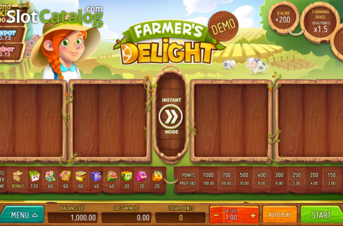 Reel Screen. Farmers Delight slot