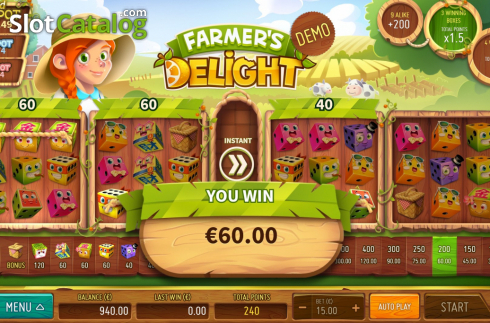 Win Screen. Farmers Delight slot