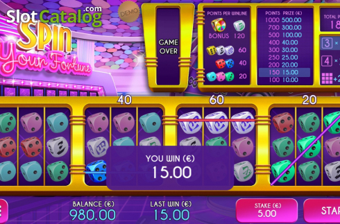 Win Screen 2. Spin Your Fortune slot