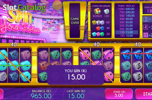 Win Screen 4. Spin Your Fortune slot