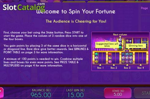 Info. Spin Your Fortune slot
