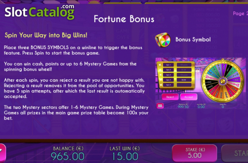 Features. Spin Your Fortune slot