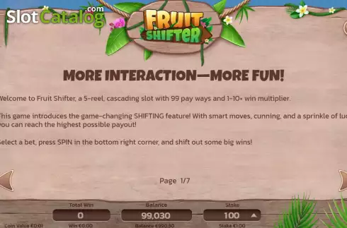 Game Info screen. Fruit Shifter slot