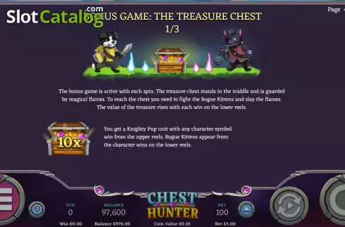Bonus Game screen. Chest Hunter slot