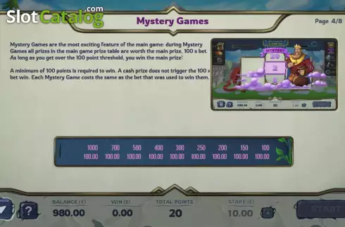 Mystery Game screen. Hero of Dragonland slot