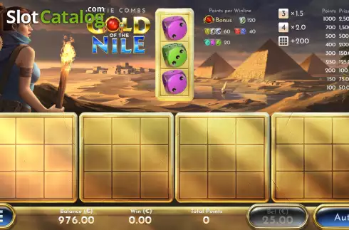Game screen. Katie Combs Gold of the Nile slot