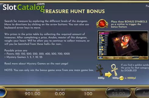Treasure Hunt Bonus screen. Katie Combs Gold of the Nile slot