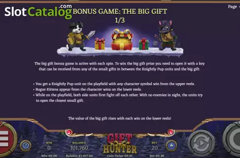 Bonus Game screen. Gift Hunter slot