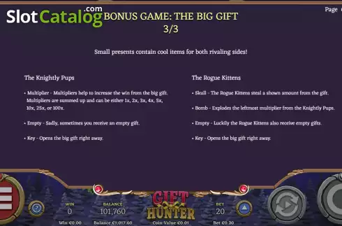 Bonus Game screen 3. Gift Hunter slot