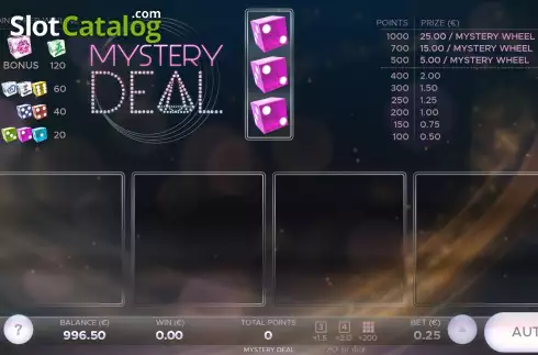 Game screen. Mystery Deal slot