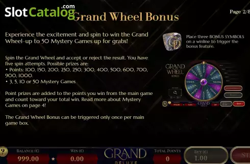 Game Rules screen 2. Grand Deluxe slot