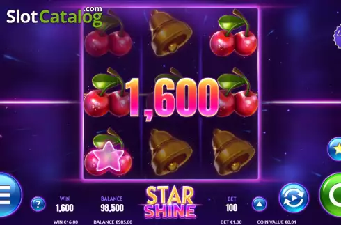 Win screen. Star Shine slot